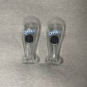 Oreo Milkshake Fluted 7” Glass Cups 2 PCS. Set